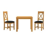 vidaXL Ensemble de Salle à Manger 3 pc Noir Bois de chêne Massif