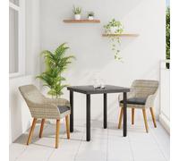 vidaXL Ensemble de salle à manger 3 pcs Gris clair et noir Moyen