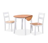 vidaXL Ensemble de salle à manger 3 pcs MDF et hévéa Blanc