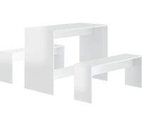 vidaXL Ensemble de salle à manger 3 pièces blanc brillant Matériau dérivé du bois