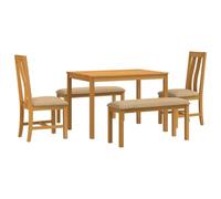 vidaXL Ensemble de Salle à Manger 5 pc Beige Bois de chêne Massif