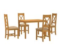 vidaXL Ensemble de Salle à Manger 5 pc Beige Bois de chêne Massif