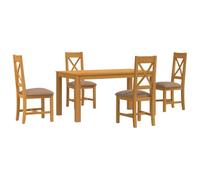 vidaXL Ensemble de Salle à Manger 5 pc Gris Bois de chêne Massif