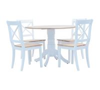 vidaXL Ensemble de salle à manger 5 pcs, bois d'hévéa, blanc et marron