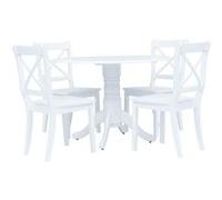 vidaXL Ensemble de salle à manger 5 pcs Bois d'hévéa Blanc276869 Blanc G