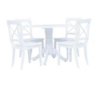vidaXL Ensemble de Salle à Manger 5 pcs Salon de Jardin Table et Chaise Mobilier de Salle à Manger Dîner Cuisine Blanc Bois 276869