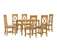 vidaXL Ensemble de Salle à Manger 7 pc Beige Bois de chêne Massif