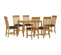 vidaXL Ensemble de Salle à Manger 7 pc Noir Bois de chêne Massif