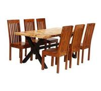 Vidaxl Ensemble De Salle À Manger 7 Pcs Manguier Et Acacia Massif Multicolore