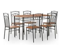 vidaXL Ensemble de salle à manger 7 pcs MDF et acier Marron