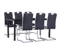 vidaXL Ensemble de salle à manger 7 pcs Similicuir Noir