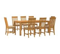vidaXL Ensemble de Salle à Manger 9 pc Beige Bois de chêne Massif