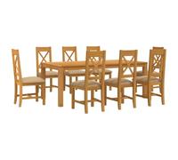 vidaXL Ensemble de Salle à Manger 9 pc Beige Bois de chêne Massif