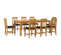 vidaXL Ensemble de Salle à Manger 9 pc Noir Bois de chêne Massif