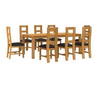 vidaXL Ensemble de Salle à Manger 9 pc Noir Bois de chêne Massif