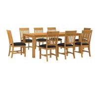 vidaXL Ensemble de Salle à Manger 9 pc Noir Bois de chêne Massif