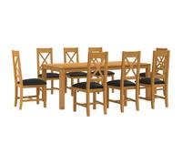 vidaXL Ensemble de Salle à Manger 9 pc Noir Bois de chêne Massif