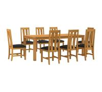 vidaXL Ensemble de Salle à Manger 9 pc Noir Bois de chêne Massif
