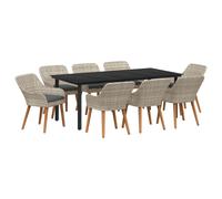 Vidaxl Ensemble De Salle À Manger 9 Pcs Gris Clair Et Noir