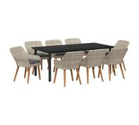 vidaXL Ensemble de salle à manger 9 pcs Gris clair et noir
