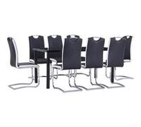 Vidaxl Ensemble De Salle À Manger 9 Pcs Similicuir Noir Noir