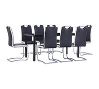 Vidaxl Ensemble De Salle À Manger 9 Pcs Similicuir Noir Noir