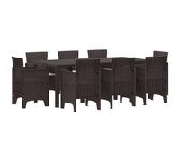 Vidaxl Ensemble De Salle À Manger 9 Pièces Avec Coussins En Rotin Marron Poly