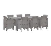 vidaXL Ensemble de Salle à Manger 9 Pièces avec Coussins Gris Clair Poly Rattan