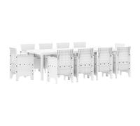 vidaXL Ensemble de Salle à Manger pour Jardin 11 pcs Blanc Rattan Polt, Ensemble de Jardin et terrasse, mobilier en rotin Moderne, Coin Repas extérieur, assises rectangulaires pour se Rassembler