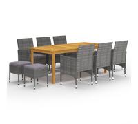Vidaxl Ensemble De Salle À Manger De Jardin 11 Pcs Gris
