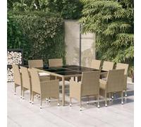 Vidaxl Ensemble De Salle À Manger De Jardin 11pcs Résine Tressée Beige