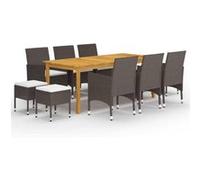 Vidaxl Ensemble De Salle À Manger De Jardin 11 Pcs Marron