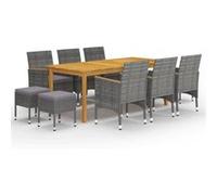 Ensemble de Salle à Manger de Jardin 11 pcs Noir Mobilier à Dîner Patio vidaXL