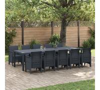 Vidaxl Ensemble De Salle À Manger De Jardin 11 Pièces Anthracite Poly Rotin, Table De Jardin Vidaxl Anthracite 150x100x73 Cm Poly Rotin, Chaises De Jardin Vidaxl 2 Pcs Anthracite Poly Rotin, Chaises D