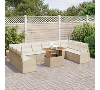 Vidaxl Ensemble De Salle À Manger De Jardin 11 Pièces Avec Coussins En Poly Rattan Beige Et Acacia