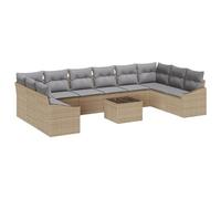vidaXL Ensemble de Salle à Manger de Jardin 11 pièces avec Coussins en Poly Rattan Noir