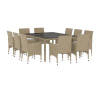 Vidaxl Ensemble De Salle À Manger De Jardin 11pcs Résine Tressée Beige