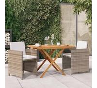 vidaXL Ensemble de Salle à Manger de Jardin 3 pcs avec Coussins Mobilier à Dîner de Terrasse Table et Chaises de Repas de 3094300 Beige G