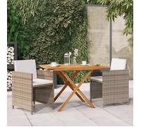 vidaXL Ensemble de Salle à Manger de Jardin 3 pcs avec Coussins Mobilier à Dîner de Terrasse Table et Chaises de Repas de 3094300