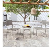 vidaXL Ensemble de salle à manger de jardin 3 pcs Résine tressée Gris 3098034