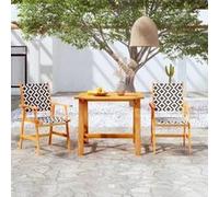 Ensemble de Salle à Manger de Jardin 3 pcs Mobilier à Dîner de Patio Table et Chaises de Repas de Terrasse Extérieur Bois d'Acacia Solide