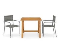 Vidaxl Ensemble De Salle À Manger De Jardin 3 Pcs Gris Gris