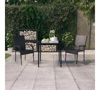 Vidaxl Ensemble De Salle À Manger De Jardin 3 Pcs Noir Noir