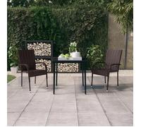 Ensemble de Salle à Manger de Jardin 3 pcs Noir Mobilier Dîner Patio vidaXL