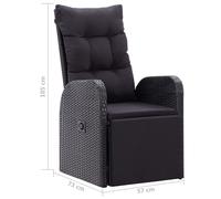 Ensemble de Salle à Manger de Jardin 3 pcs Noir Mobilier à Dîner Patio vidaXL