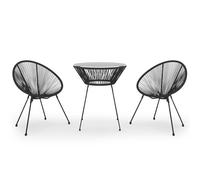 Vidaxl Ensemble De Salle À Manger De Jardin 3 Pcs Noir Noir