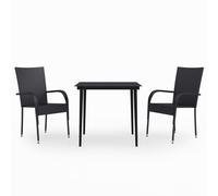 Vidaxl Ensemble De Salle À Manger De Jardin 3 Pcs Noir Noir