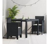 vidaXL Ensemble de salle à manger de jardin 3 pièces avec coussins en rotin poly anthracite 3378676 Gris G