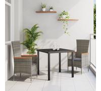 Vidaxl Ensemble De Salle À Manger De Jardin 3 Pièces Avec Coussins Gris En Poly Rotin