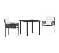 vidaXL Ensemble de Salle à Manger de Jardin 3 pièces avec Coussins Marron Poly Rattan